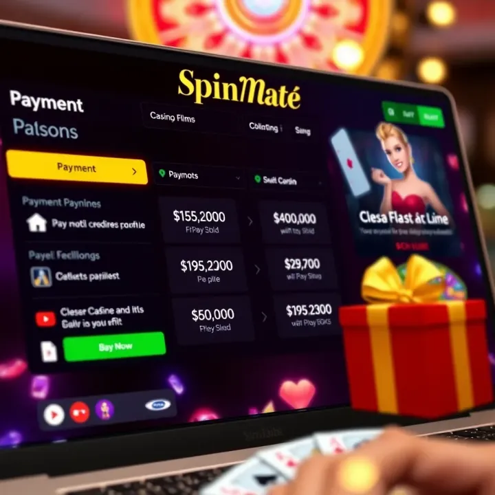 Secure online casino interface showing payment options and bonus offers