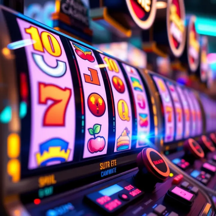 Colorful slot machine reels displaying a winning combination with vibrant symbols