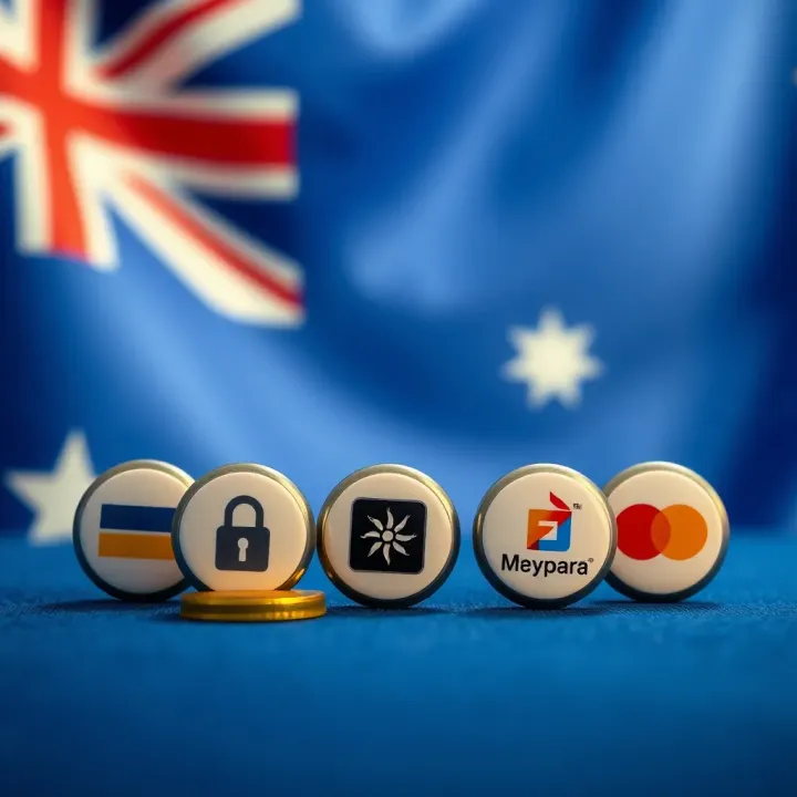 Secure payment options icons with Australian flag background