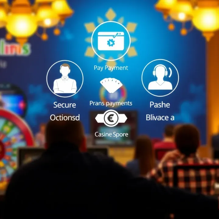 Secure payment options and customer support icons representing trusted transactions and assistance on Australian Casino Mate