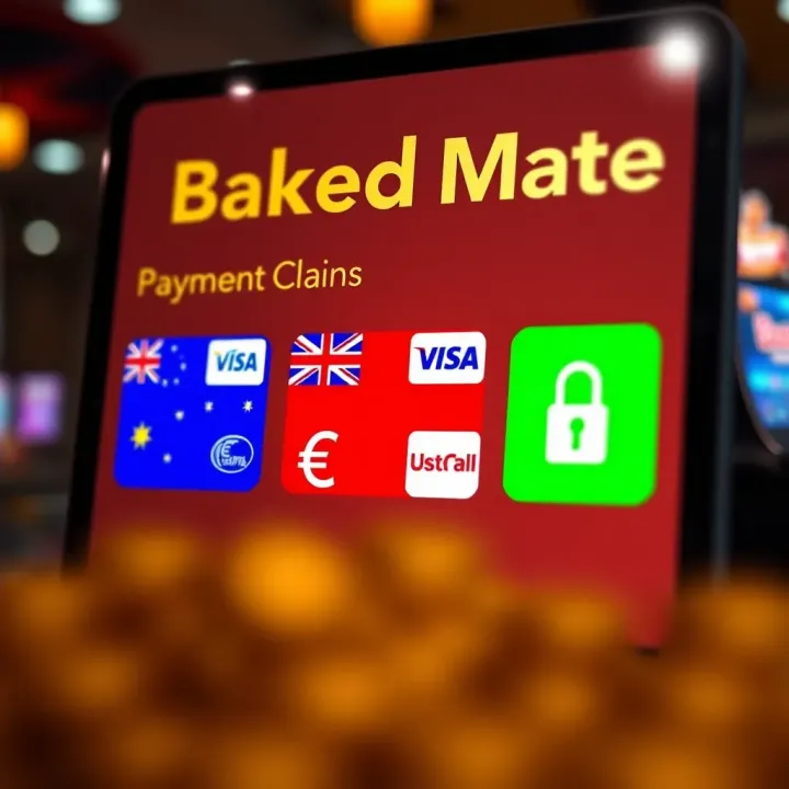 Safe and Convenient Payment Methods at Baked Mate Casino Secure online payment options displayed with Australian currency symbols and security icons