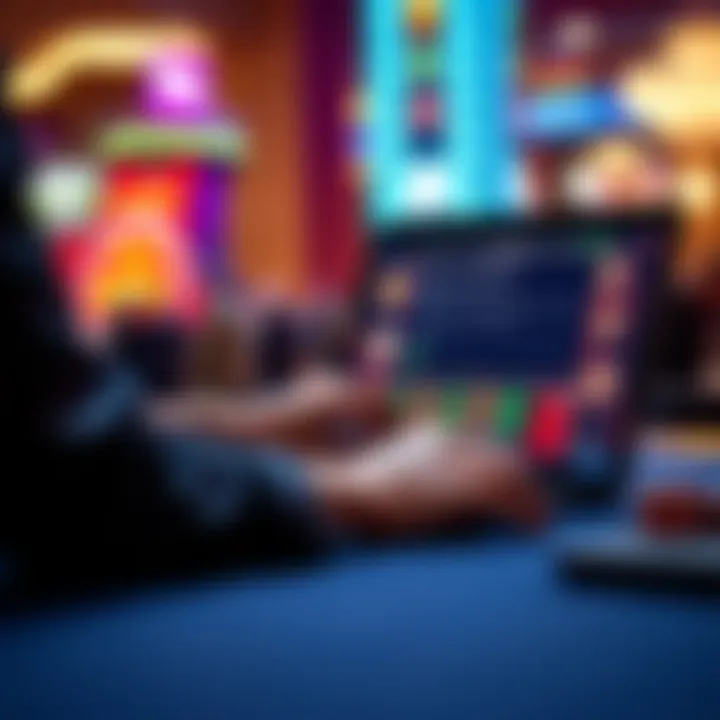 User interacting with an online casino platform on a laptop showing technical issue notification