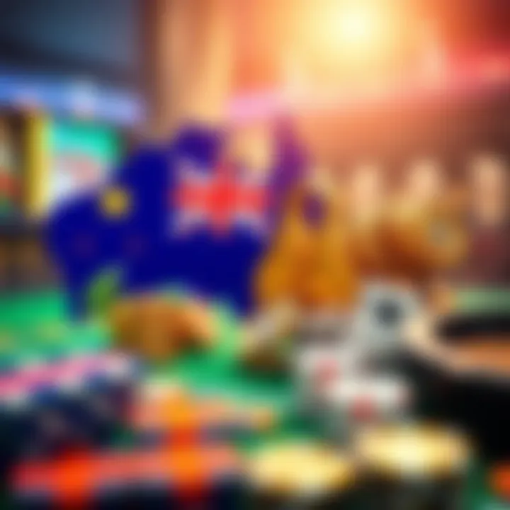 Illustration of Australian symbols combined with casino elements highlighting safe and responsible gameplay with bonus codes