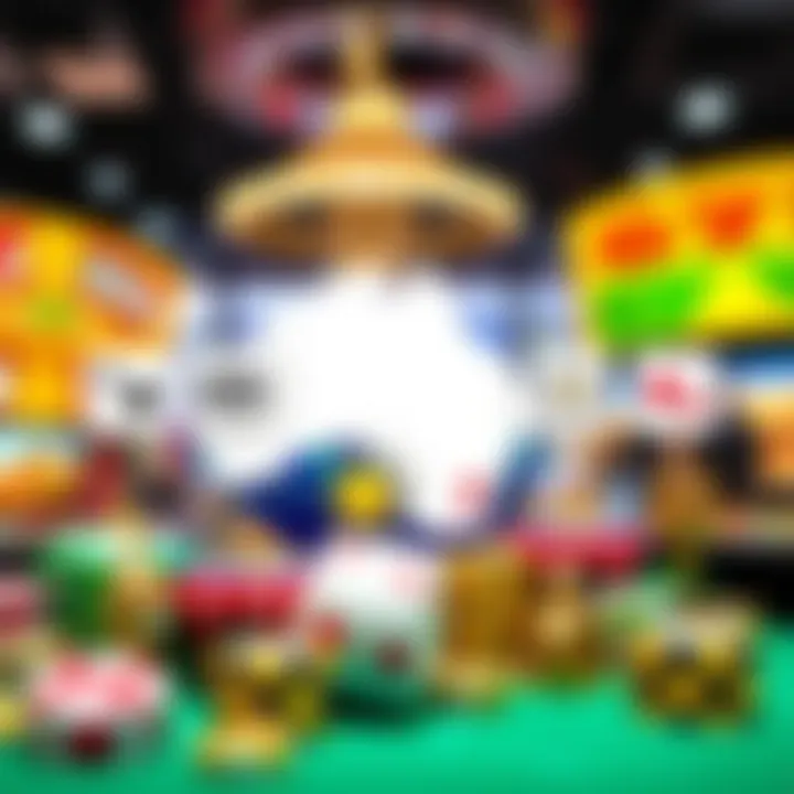 Graphic displaying various casino games icons with payment method symbols