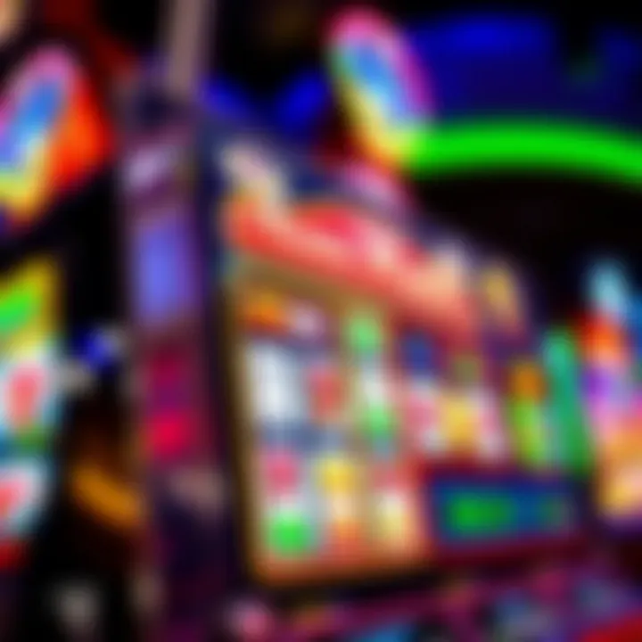 Colorful online pokies game screen with reels and symbols on a digital display