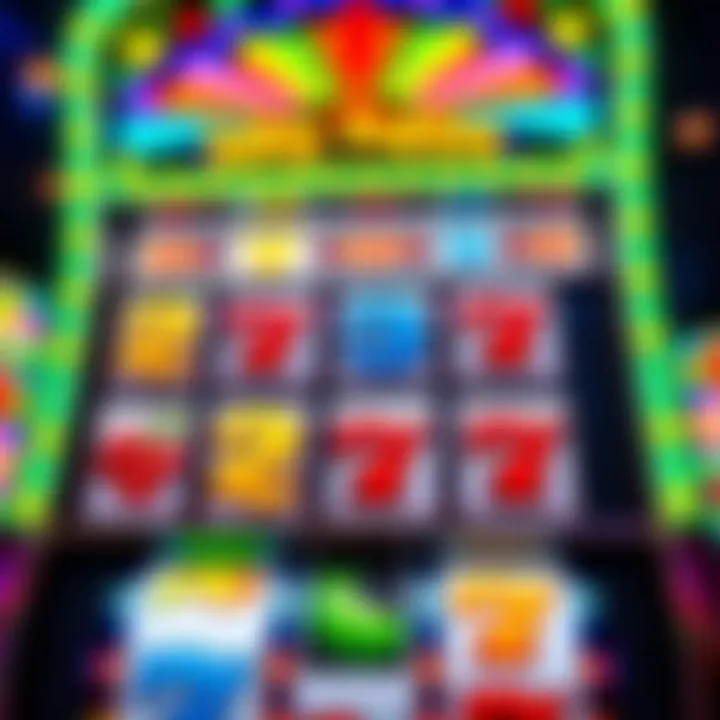 Colorful online pokies interface showcasing reels with symbols like fruits and lucky sevens