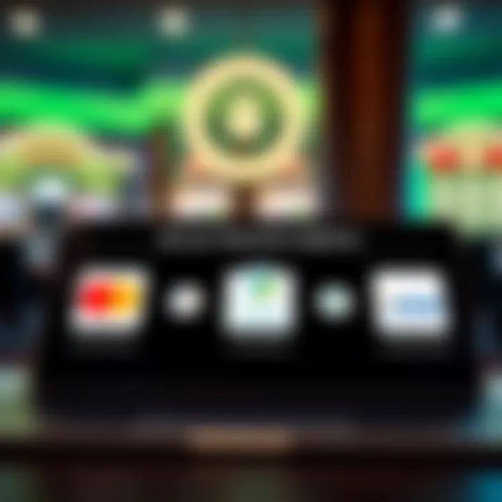 Illustration of secure online transaction symbols representing trusted payment methods