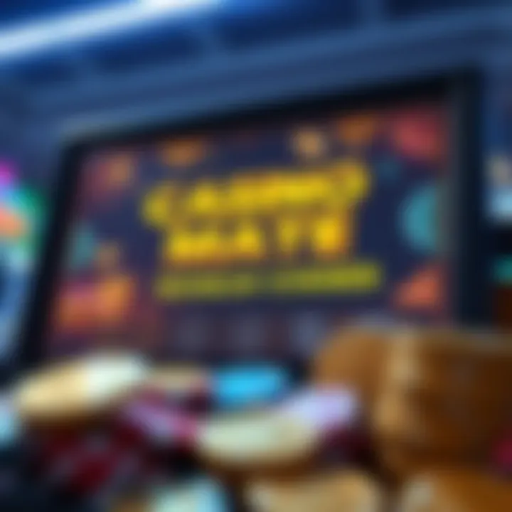 Illustration of Casino Mate bonus codes displayed on a digital screen with coins and casino chips