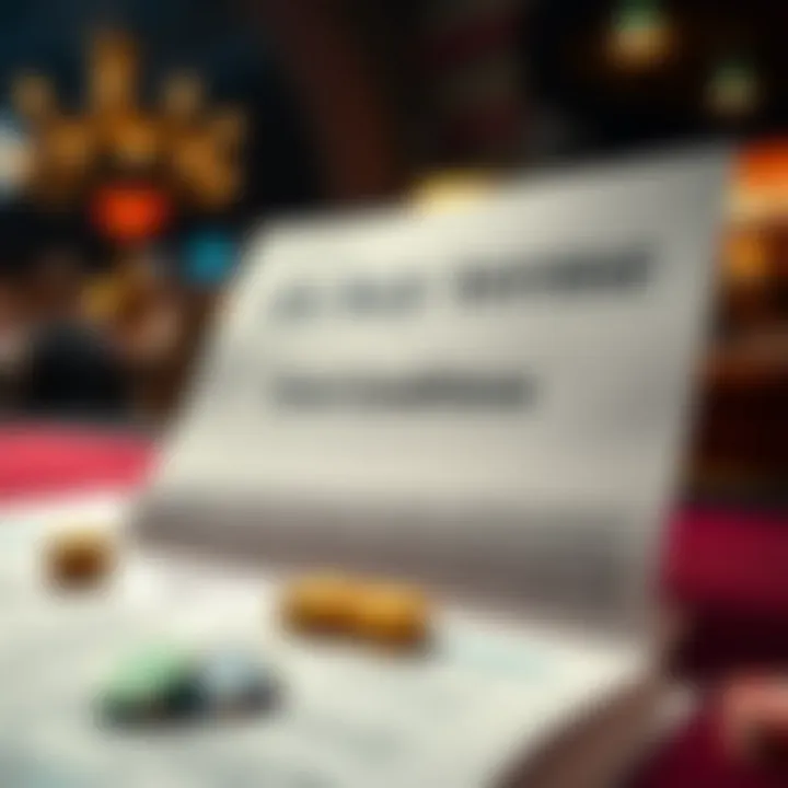 Illustration of key terms and conditions document for casino bonuses