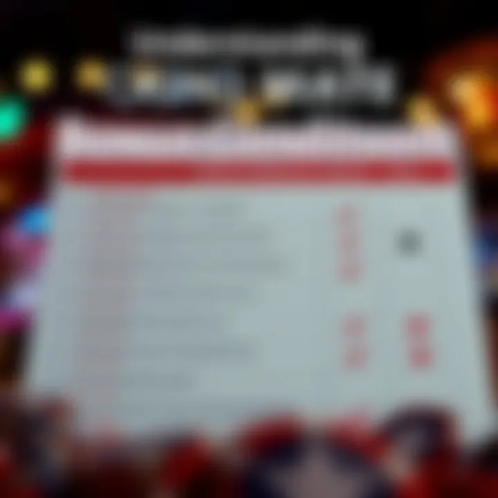 Graphic depicting terms and conditions checklist for online casino bonuses