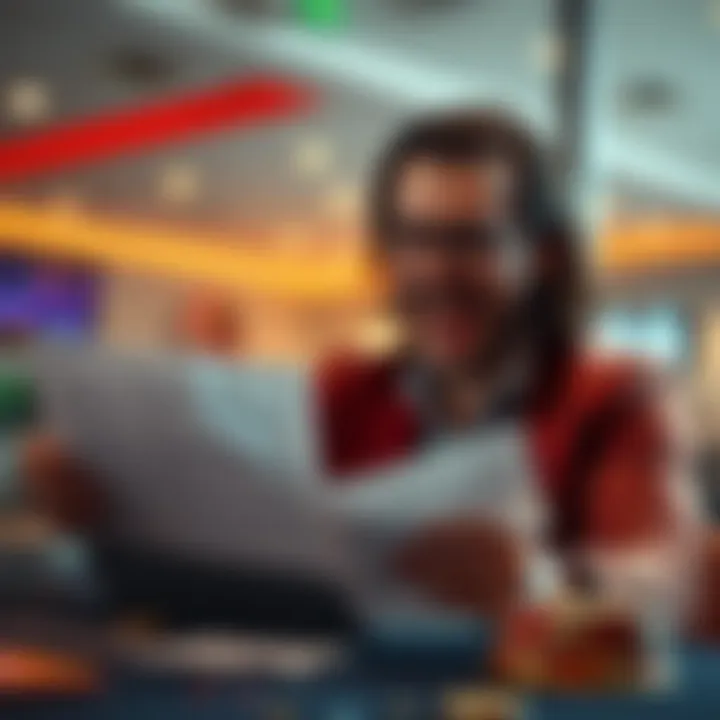Understanding Casino Mate Bonus Terms and Conditions Excited player reviewing bonus terms and conditions on laptop