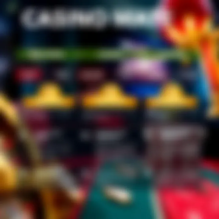 Graphic showing types of casino bonuses including free spins, deposit matches, and wagering conditions