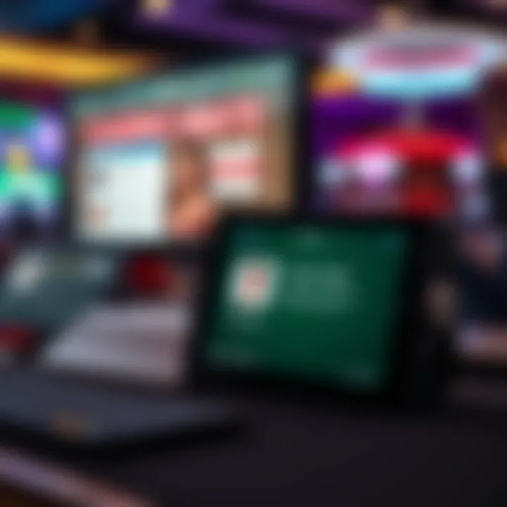 Various devices displaying Casino Mate customer service options including chat and email