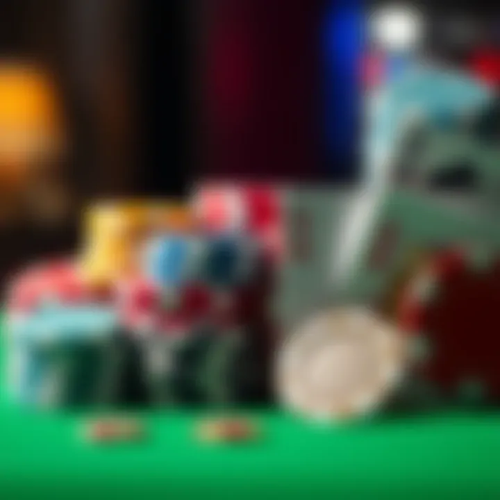 Colorful casino chips and playing cards representing online casino bonuses