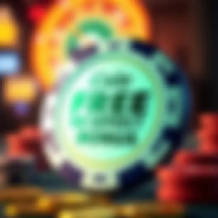 Illustration of a glowing casino chip highlighting free no deposit bonus offer