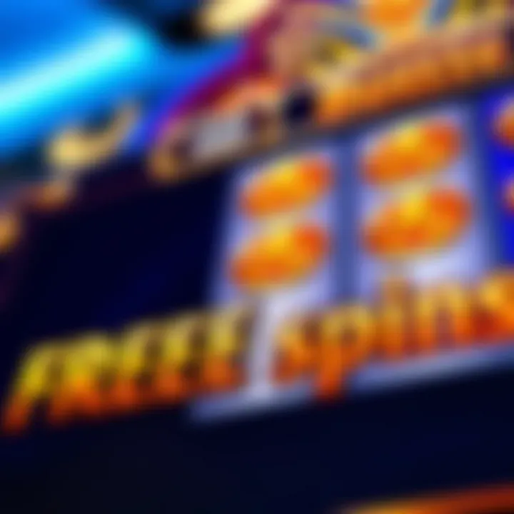 Close-up of casino game interface showing free spins feature and bonus credits