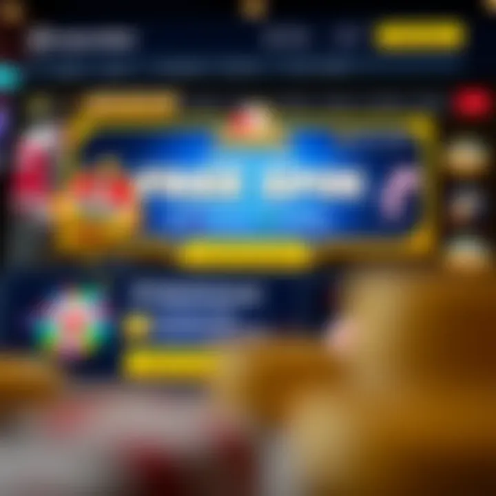 A digital casino interface highlighting free spin rewards and no deposit bonus notifications