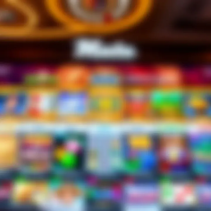 Colorful online casino game interface with diverse slot machine themes