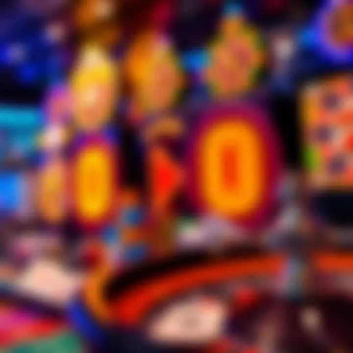 Colorful array of casino game icons including slots, poker, and roulette