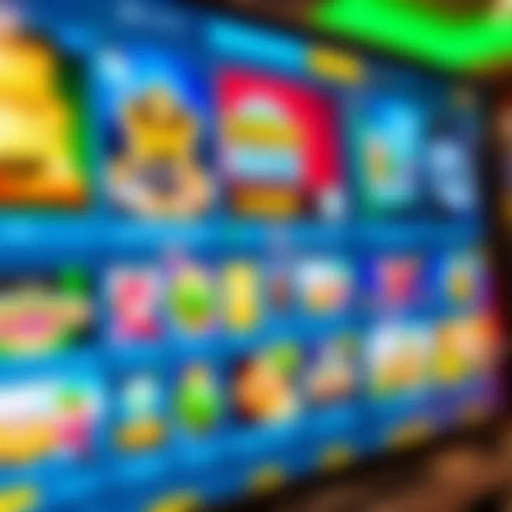 Variety of casino games displayed on a digital screen with payment options icons