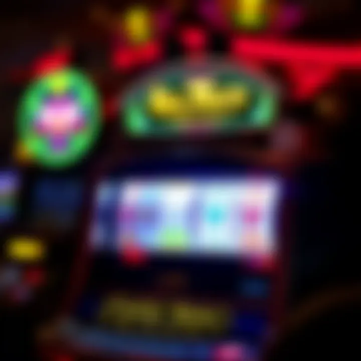 Bright casino slot machine with glowing reels highlighting special spins feature