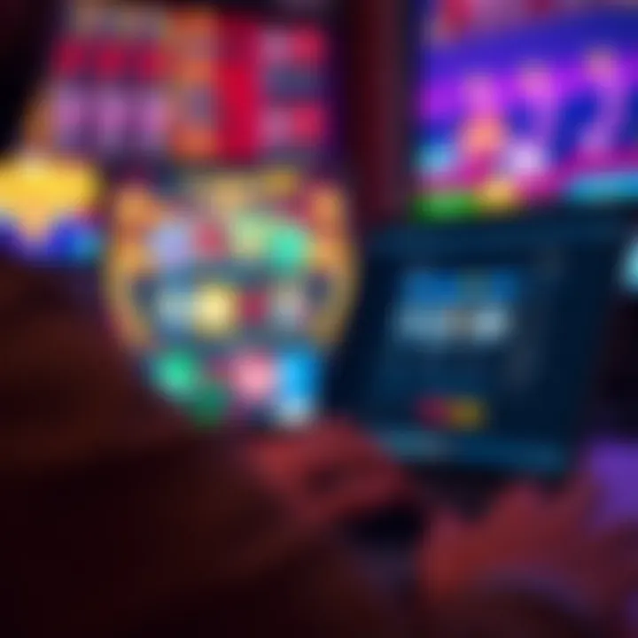 User accessing Casino Mate Instant Play on a laptop with a vibrant casino game interface visible