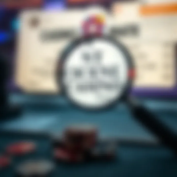 Visual representation of licensing documents and a magnifying glass highlighting trust and regulation in online casinos