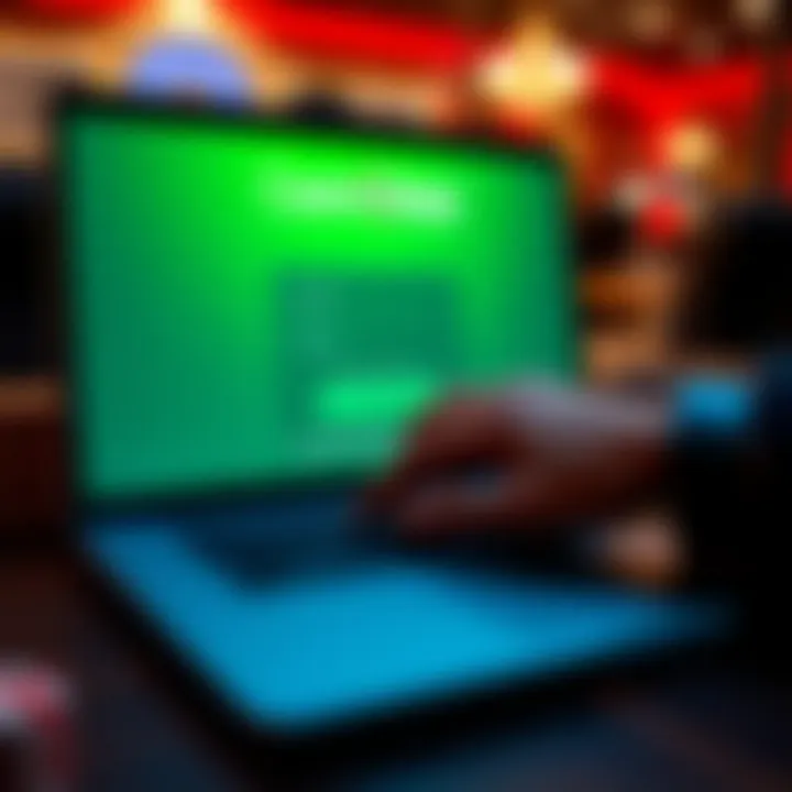 User entering credentials on Casino-Mate login screen on a laptop