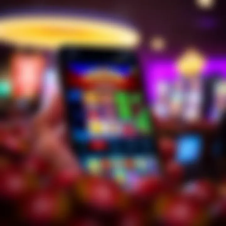 Mobile phone displaying the Casino Mate app with vibrant slot game icons on screen