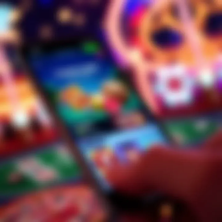 Casino Mate Mobile Casino User Interface and Promotions Mobile phone displaying Casino Mate mobile casino interface with game options and promotional banner