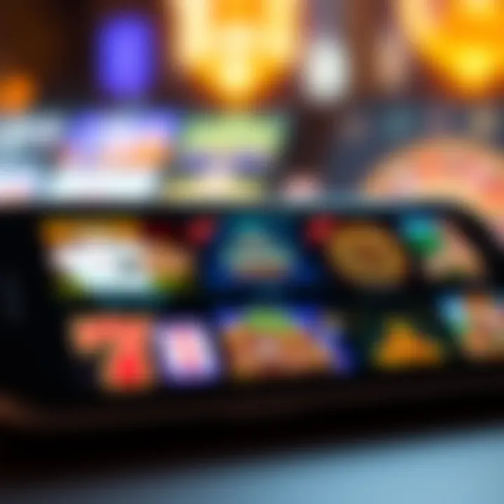 Collection of casino game thumbnails showing card games, roulette, and slots on a mobile device