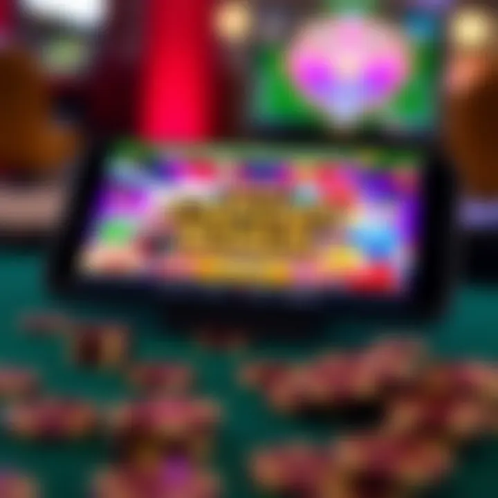 Mobile phone displaying Casino Mate Mobile's no deposit bonus offer screen with colorful casino-themed graphics