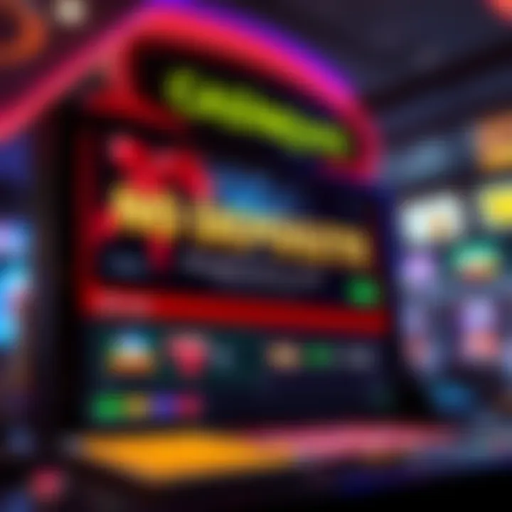 Virtual casino interface displaying a no deposit bonus offer code and gaming options