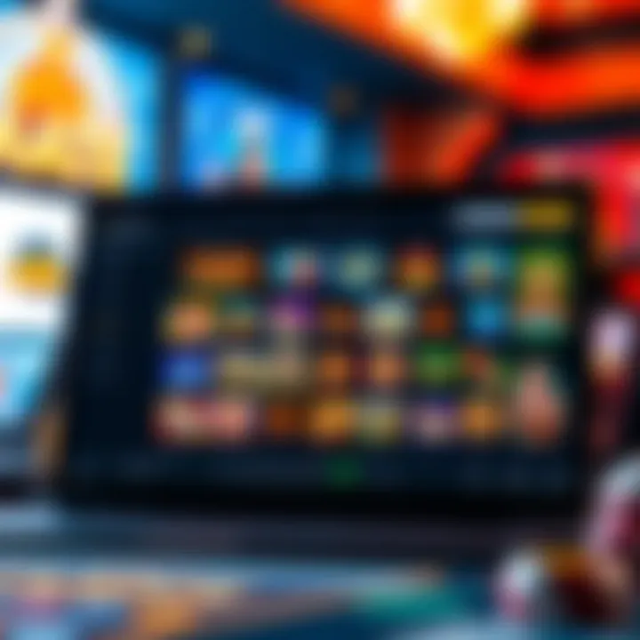 Interface displaying a wide variety of online casino games including slots and table games