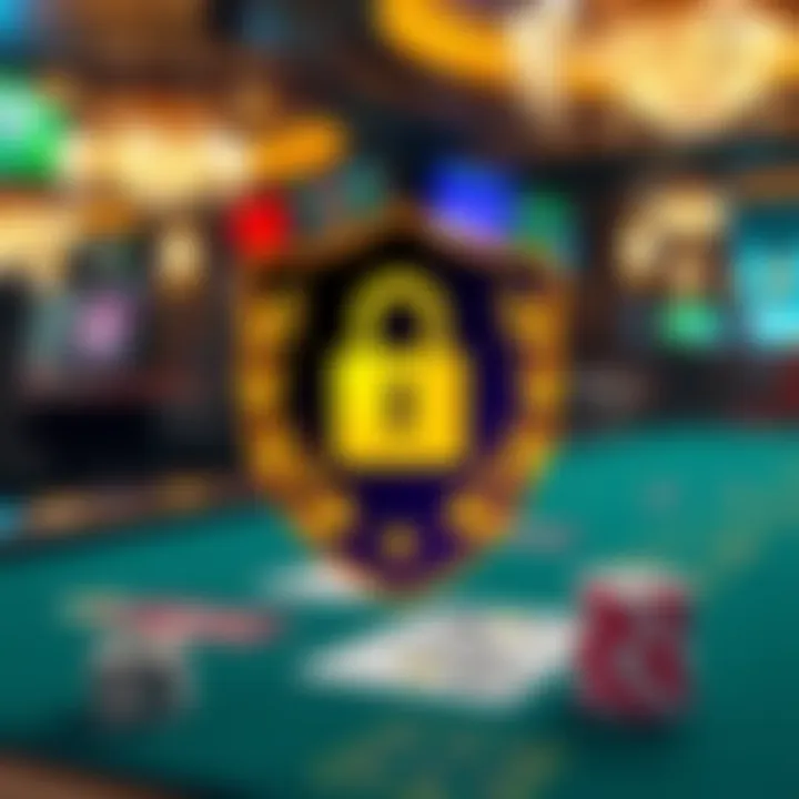 Graphic illustrating security measures and regulatory compliance in online gambling