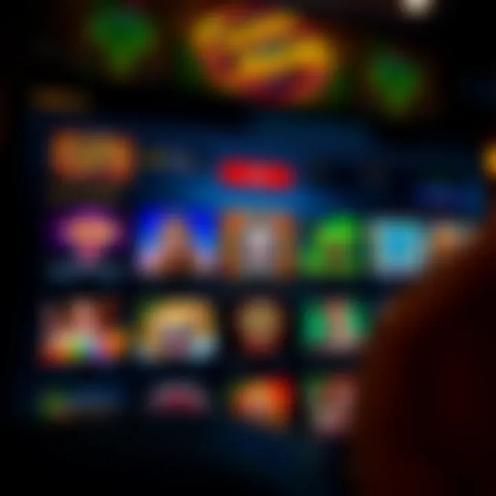 Online casino interface displaying a variety of slot games and betting options