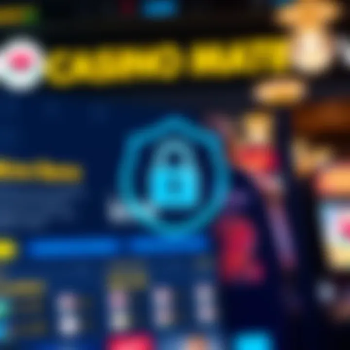 Secure connection symbol overlaid on Casino Mate gaming platform showing safety features