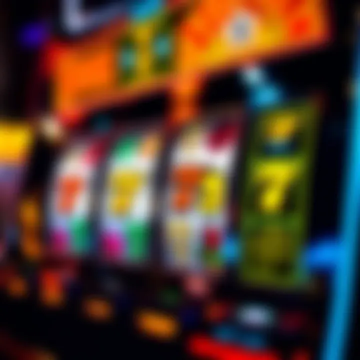 Slot machine reels displaying various symbols indicating potential winning combinations