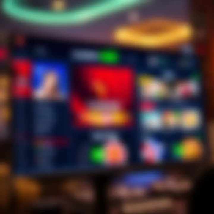 Online casino interface showing gameplay and user dashboard on a digital screen