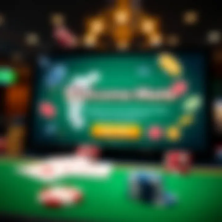 Illustration of a welcome bonus offer with casino chips and playing cards on a digital screen