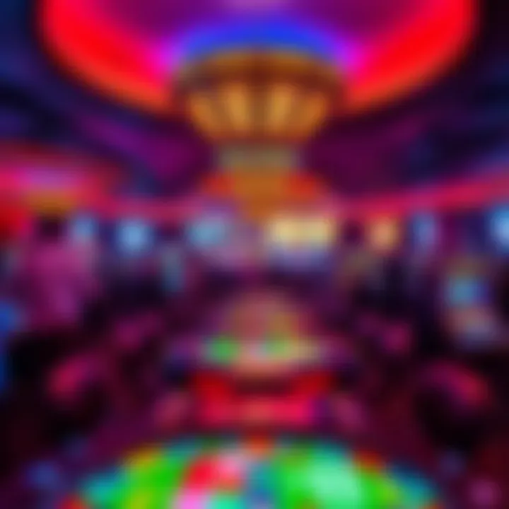 Lively casino floor showcasing interactive gaming tables with vibrant lighting and enthusiastic players