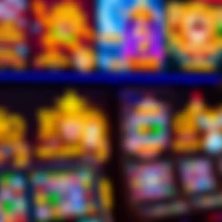 Colorful casino game interface showing diverse slot machine themes and vibrant graphics