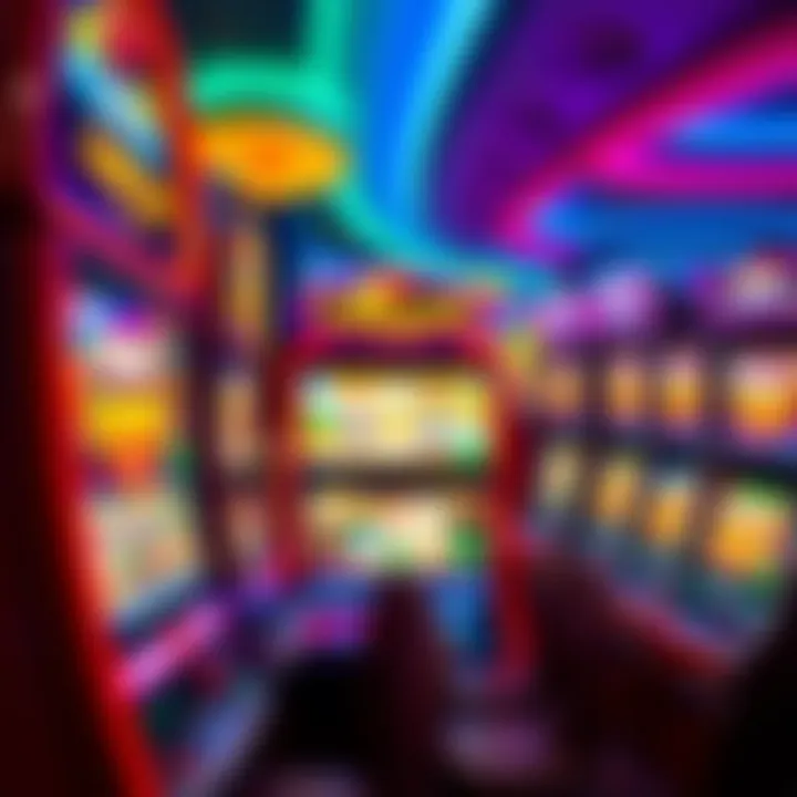 Colorful casino slot machine interface illustrating a variety of games available