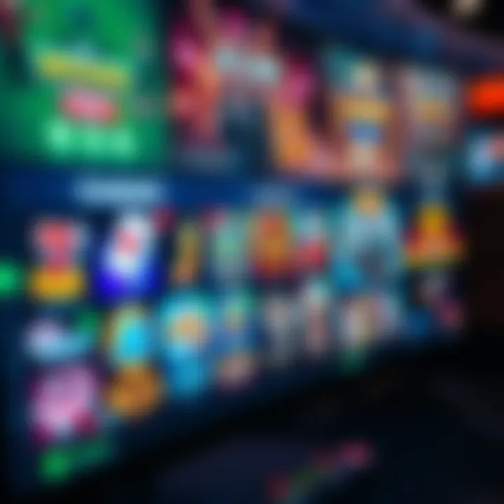 Variety of online casino games displayed on a digital interface