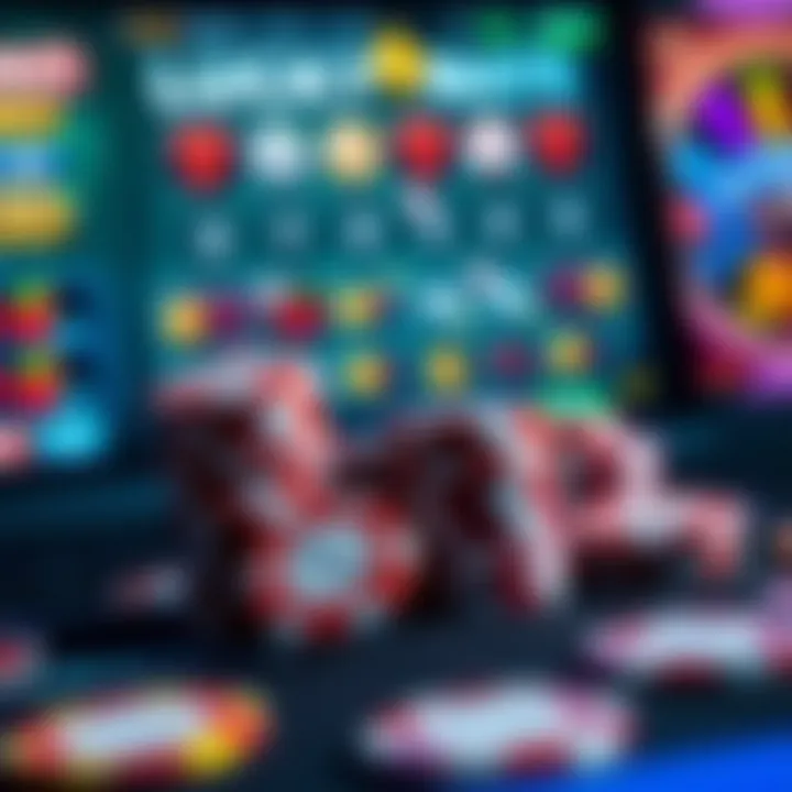 Illustration showing various Lucky Mate Casino no deposit bonus codes with casino chips and digital interface elements