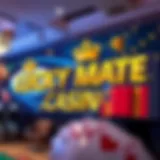 Lucky Mate Casino promotional banner with vibrant gaming symbols and bonus highlights