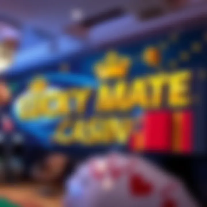 Lucky Mate Casino promotional banner with vibrant gaming symbols and bonus highlights