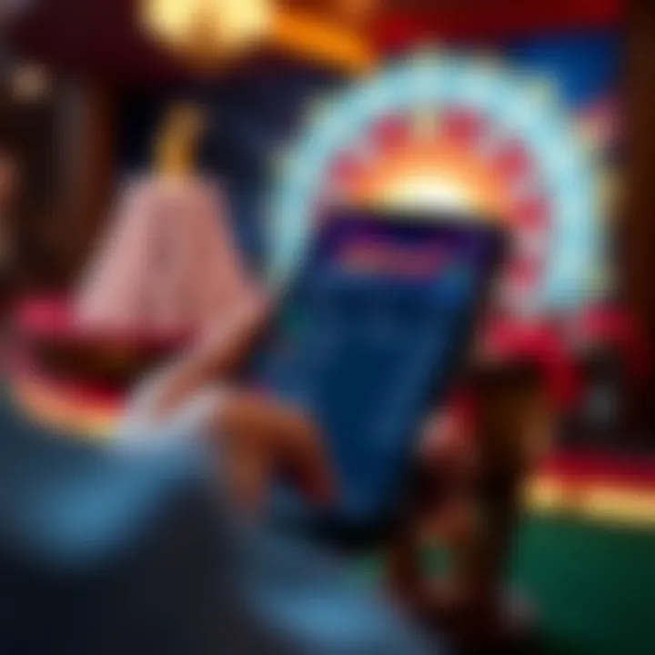 Mobile device showing casino app interface with payment options