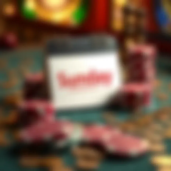 Illustration of a calendar highlighting Sunday with casino chips and coins scattered around
