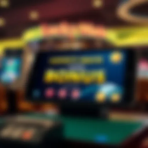 Illustration showing a casino bonus offer on a digital device with lucky symbols